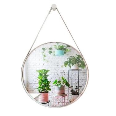 Imagem de Espelhos decorativo redondo - c alça em couro - Landi Vendas, Branco