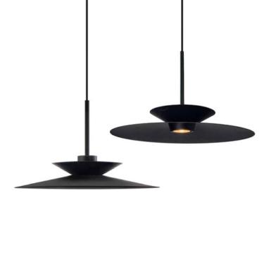 Imagem de Kit 2 Pendente Moderno Luminária Tuto 40cm Preto Texturizado 1 LED Mr-