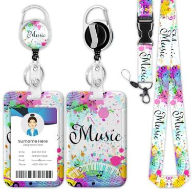 Imagem de Cordão de carretel de crachá colorido para notas musicais, porta-crachá de identidade, clipes retráteis para médico, enfermeira, professor, escritório, estudante