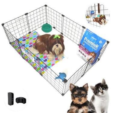 Imagem de Gaiola Modular 10 Telas Pet 30x30cm Cercado Coelho Cão Gato Tela Arama