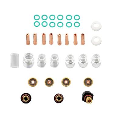 Imagem de Thomletha Kit de lentes de gás de soldagem TIG 36 peças de 4 a 12 - copos de alumínio premium para tocha WP17 WP18 WP26 - Inclui pinças de 2,4 mm e 3,2 mm, anéis de vedação e bocais