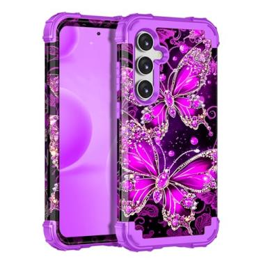 Imagem de Casetego Capa para Galaxy S24 FE 5G, brilham no escuro, três camadas, resistente, à prova de choque, proteção total, policarbonato rígido + capa amortecedora de TPU macio para Samsung Galaxy S24 FE de