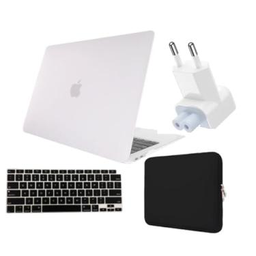 Imagem de Kit Capa Case Macbook AIR 13 A2337 Chip M1 A2179 + Protetor Teclado + Neoprene + Plug Adaptador (Transparente Fosco)