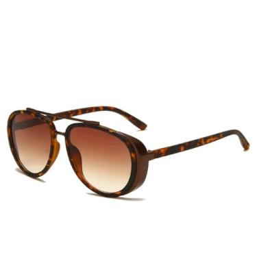 Imagem de Óculos de sol retrô à prova de vento, estilo steampunk, redondo, clássico, UV400, masculino e feminino (C9)