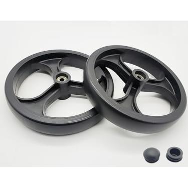 Imagem de Substituição de andador rollator roda traseira de 20,3 cm, conjunto de roda traseira de rollator resistente, roda sólida de 20,3 cm, roda de rodízio de 3 nervuras de 20,32 cm, peças universais,