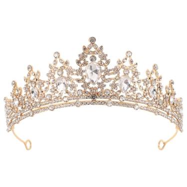 Imagem de TOYANDONA Coroa De Rainha Com Strass - Faixa De Cabeça Princesa Coroa Cristal Para Casamento Tiara Para Mulheres Festa Aniversário Acessórios Cabelo (Branco)