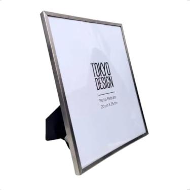 Imagem de Porta Retrato Tokyo Design, 20x25 cm, Aço Inox, Vidro, Horizontal e Vertical, para Mesa e Estante (Prata Escovado)