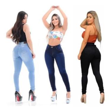 Imagem de 3 Calças Kit Com Feminina Jeans Cintura Alta - Ababil, 36 38 40