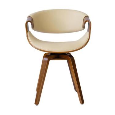 Imagem de Cadeira De Jantar Nicole Rivatti Couro Madeira, creme