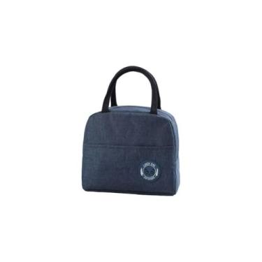 Imagem de Bolsa Térmica Pratica Lancheira Marmiteira Sacola Marmita Academia Passeio Cerveja Praia Bebida Camping Trabalho Masculina Feminina Prova de Vazamentos (Azul)