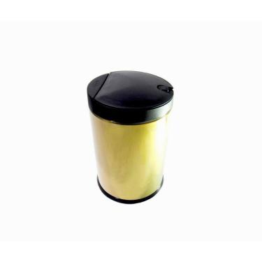 Imagem de Lixeira Dourada Com Tampa Press Em Aço Inox 4L  By Fineza