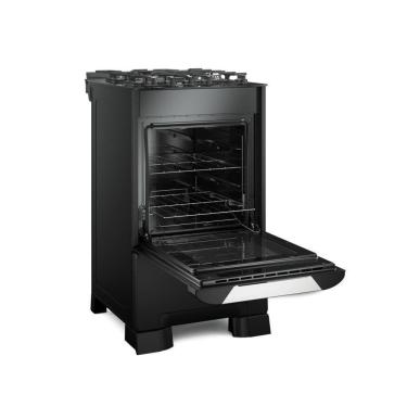 Imagem de Fogão de Piso Mueller 4 Bocas Decorato Vetro, Mesa de Vidro, Acendimento Automático, Preto Fosco, Bivolt