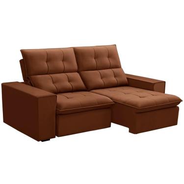Imagem de Sofá Retrátil Reclinável Para Sala 3 Lugares 230cm Vincent F04 Veludo Terracota - Lyam Decor