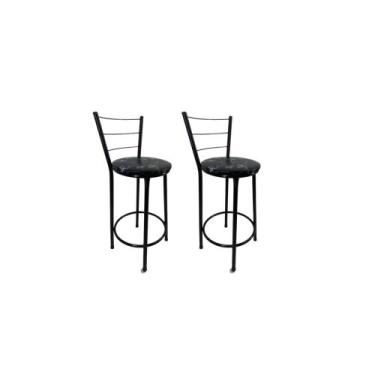 Imagem de Kit 2 Banquetas Bancos Média Preta Bistrô Balcão Cozinha - FortMix, Pr