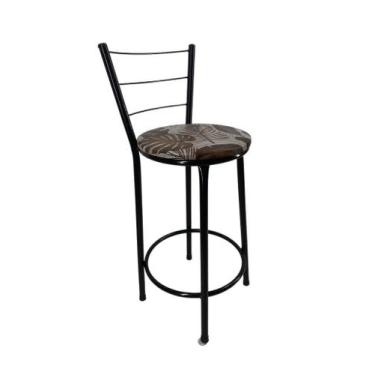 Imagem de Banqueta Banco Média Preta Encosto Bar Balcão Cozinha Bistrô - FortMix