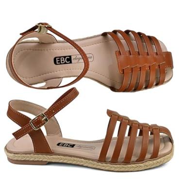 Imagem de Sandália Feminina Rasteirinha Flatform Flat Form Corda Cordinha Gladiadora Fechada Conforto Leve FT1.02 (Caramelo, BR, Adulto, Numérico, M, 34)