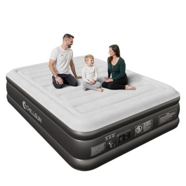 Imagem de CHILLSUN Colchão de ar Queen atualizado 2025 com bomba embutida, colchão inflável rápido de 3 minutos, colchão inflável de luxo de 45,7 cm, colchão inflável para hóspedes de acampamento e casa