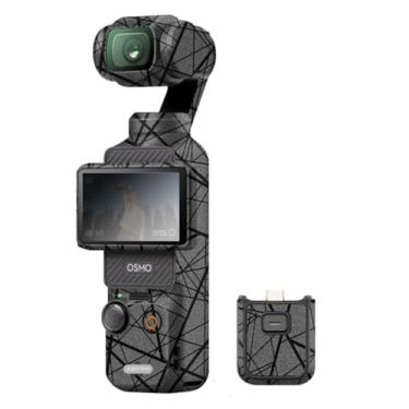 Imagem de Pocket3 Adesivo para câmera Skin Creator Combo adesivo envoltório de vinil antirriscos película protetora acessórios para DJI Osmo Pocket 3 (cinza cruzado)
