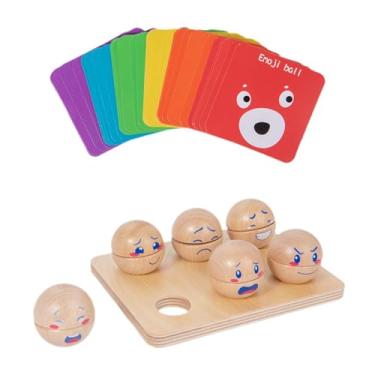 Imagem de Deevoka Bola de expressão de emoção, brinquedo de quebra-cabeça educacional infantil, jogo de correspondência, blocos de correspondência de rosto divertidos,