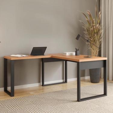 Imagem de Mesa para Escritório 100% MDF F22 Estilo Industrial Freijó Preto Fosco Dalla Costa