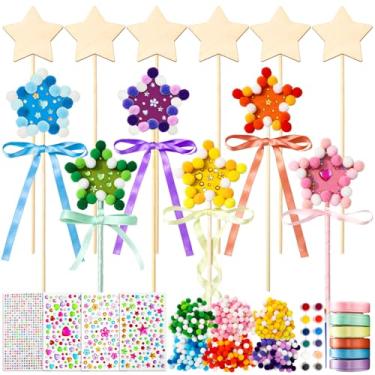 Imagem de JarThenaAMCS 20 Pcs Princess Fairy Wands Kit Make Your Own Magic Wand Unfinished Wooden Fairy Wands with Ribbons Gem Stickers Felt Ball Paint Brush DIY Art Crafts for Birthday Party Supplies