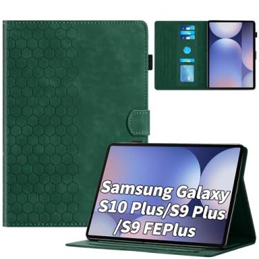 Imagem de Kitzomi Capa para Samsung Galaxy Tab S10 Plus 2024/ S9 FE Plus 5G 12,4 polegadas 2023, suporte inteligente de visualização em vários ângulos com bolso Auto Wake/Sleep PU capa flip folio capa verde