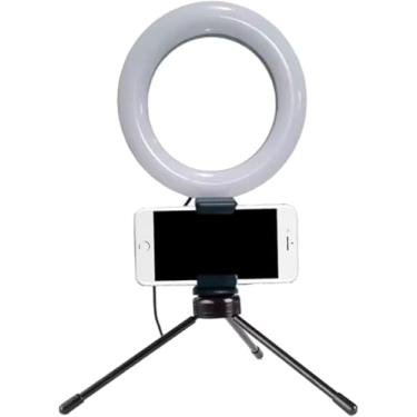 Imagem de Ring Light 16cm com Suporte para Celular – Luz de LED Ajustável 3200K-5500K para Gravação, Selfies, Maquiagem e Lives – Portátil, USB e Ideal para Criadores de Conteúdo