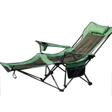 Imagem de ZZTWER Cadeira portátil de acampamento ao ar livre, cadeira de acampamento portátil com encosto alto, cadeira dobrável de malha leve com encosto de cabeça e bolso, suporte de pátio, 150 kg, cadeira