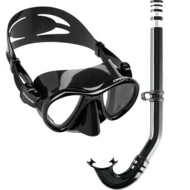 Imagem de Kit de Mergulho Máscara+Respirador Cressi Metis Black + Gringo, Preto