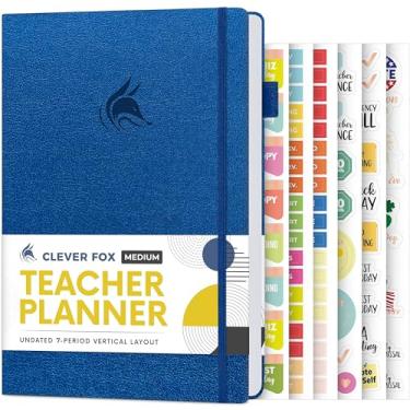 Imagem de Clever Fox Planejador de professores – Agenda de ano escolar com calendários e planos de aula – Livro de planos de professores para sala de aula e organização escolar em casa – sem data, tamanho A5, capa dura (azul mística)