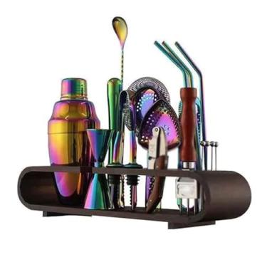 Imagem de ZZTWER Conjunto de 20 peças de coqueteleira, kit de bartender, conjunto de ferramentas de bar de coquetel de aço inoxidável, mixologia, bartender, para misturar bebidas, casa, bar, coqueteleira
