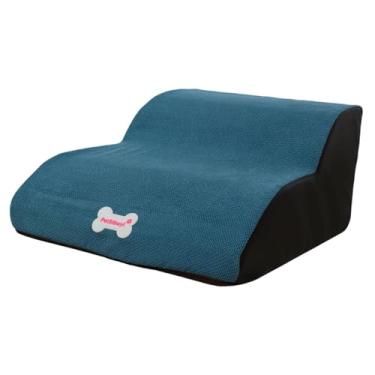 Imagem de Generic Escadas de cachorro para cães pequenos, degraus para cães para cama alta, confortável, macio, não deslizante, 2 degraus de estimação para gatos, Azul