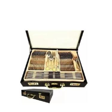 Imagem de Faqueiro Inox 84 Peças Banhando A Ouro 24k - Geral