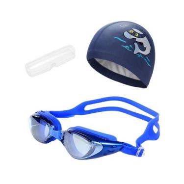 Imagem de Kit Óculos, Estojo e Touca de Natação Infantil Hero Band, Azul bic gol