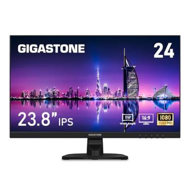 Imagem de Gigastone Monitor de luz traseira LED IPS de 61.0 cm 75Hz FHD 1920 x 1080, 1080p 178° Monitor de computador sem moldura 5ms, alto-falantes embutidos, tecnologia de cuidados com os olhos, suporte VESA
