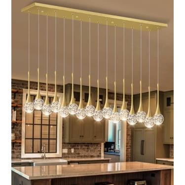 Imagem de Lustre moderno de cristal glamoroso com 16 luzes para teto alto LED regulável para escada, hall de entrada, sala de estar, lustre dourado