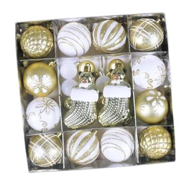 Imagem de UGPLM 44 peças bolas de árvore de Natal enfeites variados decoração para casa artesanato projetos faça você mesmo enfeites para festa de formatura feriados, Meias Brancas Douradas