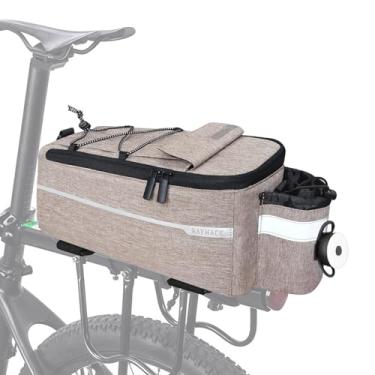 Imagem de RAYMACE Bolsa térmica de porta-malas de bicicleta com luz traseira, bolsa de armazenamento isolada 8L, bolsa de cesto (bege)