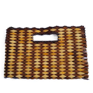 Imagem de Bolsa Madeira Retangular Mesclada Alça Embutida Grande 36cm