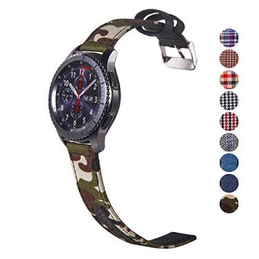 Imagem de DELELE para Samsung Gear S3 / Galaxy Watch pulseira de 46 mm, tecido colorido de 22 mm, pulseira de substituição de couro de nylon para Samsung Gear S3 Frontier/Classic/Galaxy Watch 46 mm masculino (camuflagem)