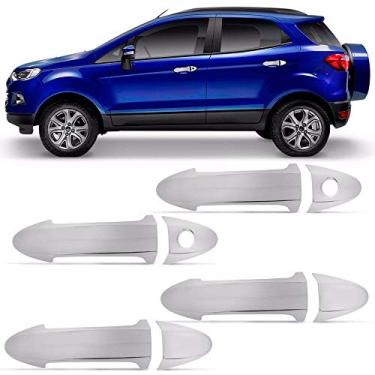 Imagem de Jogo Aplique Cromado para Maçaneta Ford Ecosport New Fiesta 4 Portas 2013 a 2015