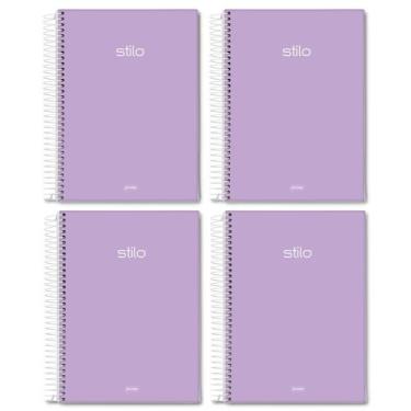 Imagem de Kit 4 Cadernos espiral Pequeno 80 folhas 140mm x 200mm Lilás - jandaia