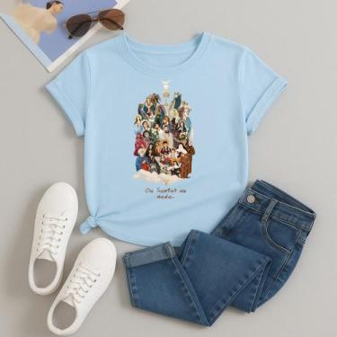 Imagem de Camiseta Algodão Unissex Estampada Ou Santos Ou Nada Blusa Feminina Ma