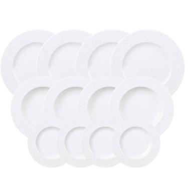 Imagem de Jogo de Pratos 12 Peças Tramontina Ingrid Porcelana Decorada Fundo Raso Sobremesa