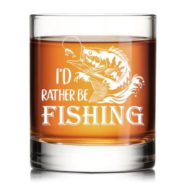 Imagem de RZHV I'D Rather Be Fishing copo de uísque à moda antiga, presentes engraçados de aniversário do dia dos pais para pescador, pai, avô, tio, ótimos presentes de Natal para amantes de pesca, velejadores