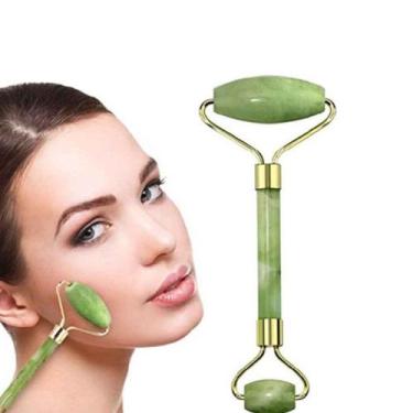Imagem de Pedra de Jade Rolo Massageador Facial Liso Duas Pontas 14cm - Nipo Cen