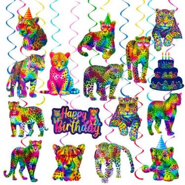 Imagem de Decorações de festa Umoni Neon Leopard Hanging Swirls x20