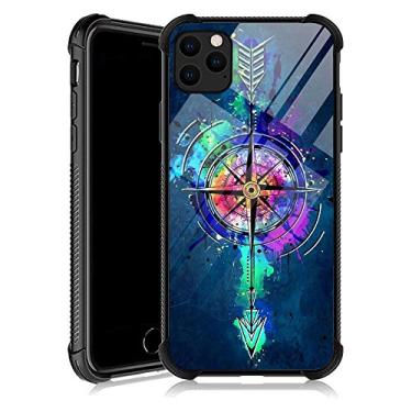 Imagem de Capa para iPhone 12 Pro Max, compasso Arrow Bow Capas para iPhone 12 Pro Max para fãs de homens e mulheres, design padrão de para-choque traseiro à prova de choque com cantos reforçados antiarranhões Capa de TPU macio para iPhone 12 Pro Max