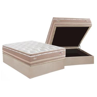 Imagem de Conjunto Box Baú Casal: Colchão Molas Herval Maxspring Angres + Base CRC Suede Clean (138x188)