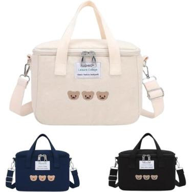Imagem de Bolsa Térmica lancheira com Alça Ajustável, Design de 3 Ursinhos, Ideal para Marmitas e Bebidas (OFF WHITE)